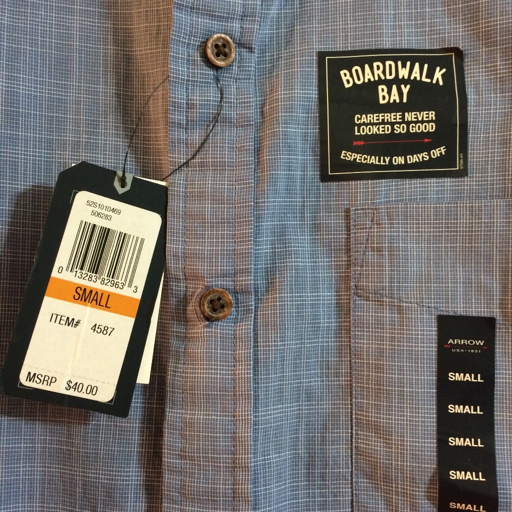 Arrow Men's Blue Short Sleeve Shirt - Picture 4 of 4
